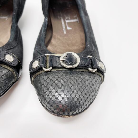 AGL Attilio Giusti Leombruni Snake Cap Toe Hidden Wedge Flats Size 36 1/2 Black - Picture 9 of 13